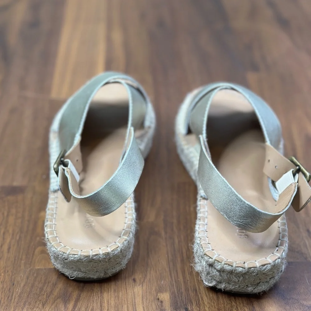 Soludos Eloise Espadrille Sandals Platinum (Gold) 7.5 NWOB